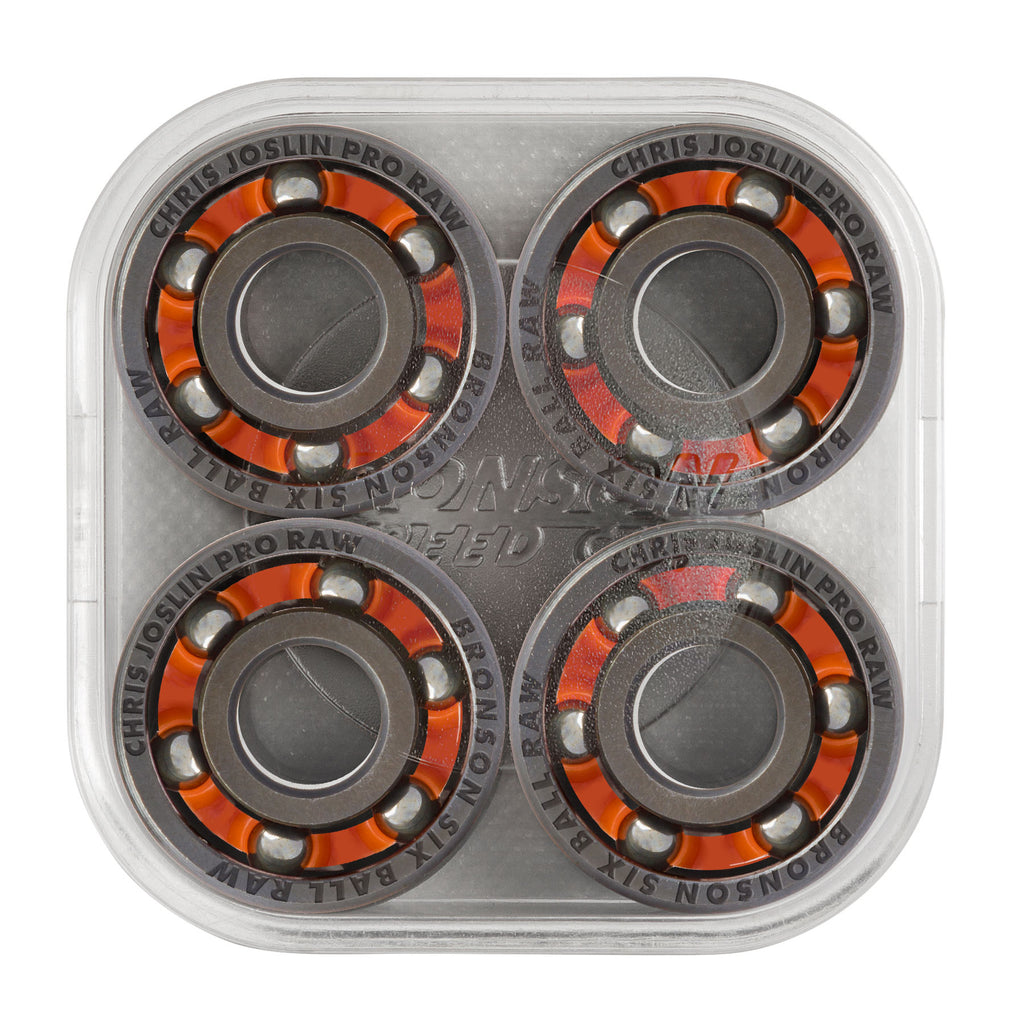 6 Ball Raw Shieldless Skateboard Bearings| Chris Joslin | Bronson