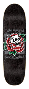 9.25in Dressen Skull Rose Santa Cruz Shaped Skateboard Deck No Color