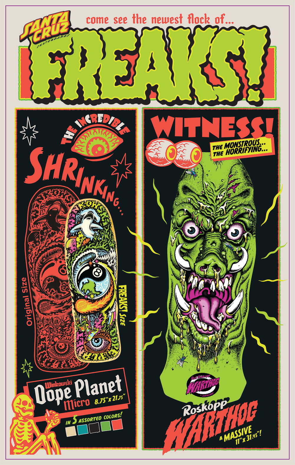 11in Roskopp Warthog | Freaks Shaped Decks | Santa Cruz