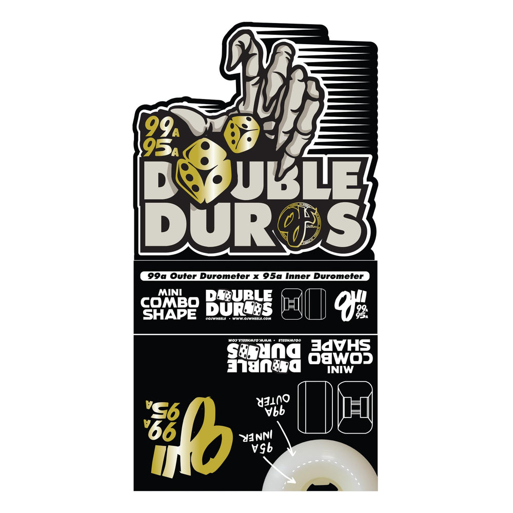 OJ スケボーウィール DOUBLE DUROS 58mm 95a 58mm / 99-95A Mini Combo White Black | Double Duro | OJ Skateboard