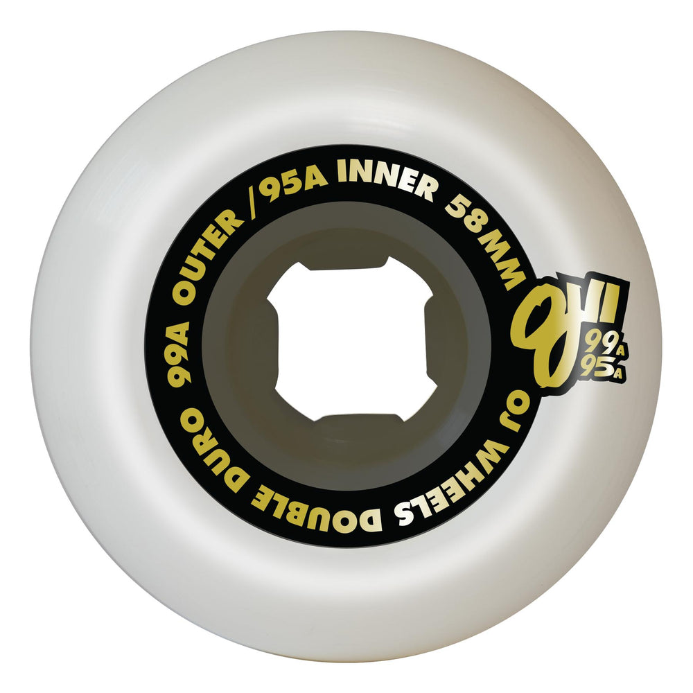 DOUBLE DUROS スケートボードウィール 58mm 95A オージェイウィール OJ WHEELS 58mm DOUBLE DURO WHITE/BLACK