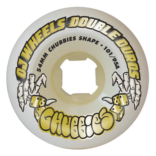 54mm Double Duro White Chubbies 101a/95a OJ Skateboard Wheels White