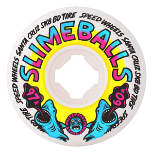 60mm Heritage Shark Spew Vomits 97a Slime Balls Skateboard Wheels White