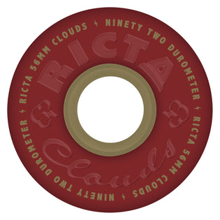 56mm Clouds Maroon/Gold 92a Ricta Skateboard Wheels Maroon