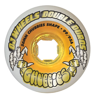 56mm Double Duro White Gold Chubbies 99a/95a OJ Skateboard Wheels White