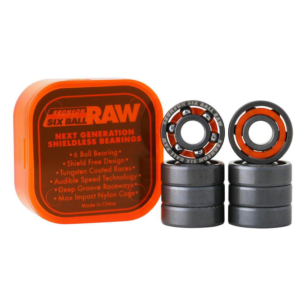 BRONSON ベアリング 6-BALL RAW BEARING Six Ball Raw Shieldless Skateboard Bearings | Bronson Speed Co. Canada