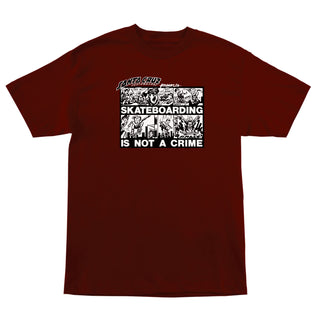 Roskopp Crime Comic Mens Santa Cruz T-Shirt Burgundy