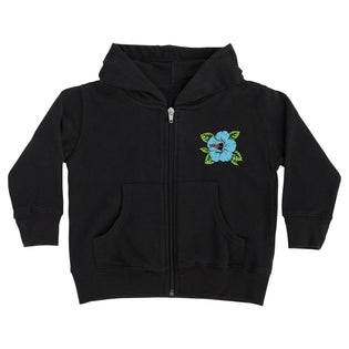 Screaming Hibiscus Dot Kids Santa Cruz Zip Hoodie Black
