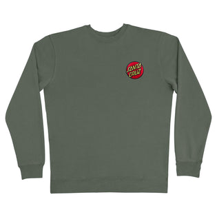 Cruz Embroidered Mens Santa Cruz Crew Neck Sweatshirt Army