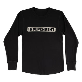 Bar Logo Waffle Thermal Mens Independent Longsleeve T-Shirt Black