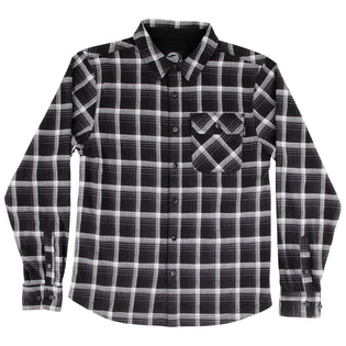 Classic Mens Santa Cruz Longsleeve Flannel Shirt Black Plaid