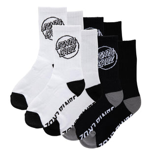 Opus Strip Youth Santa Cruz Socks X4 Pairs Black/White