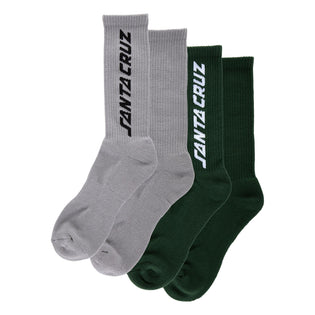 Solid Strip Mens Santa Cruz Socks X2 Pairs Grey/Forest Multi