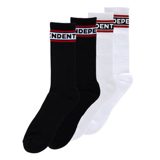 Bar Logo Mens Independent Socks X2 Pairs Black/White