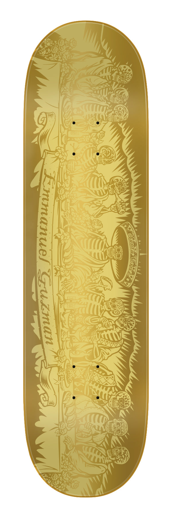 8.27in Guzman Dining with the Dead | Gold Santa Cruz Skateboard