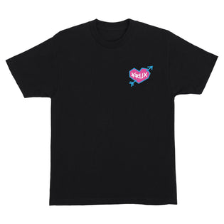 Heart Logo Krux Mens T-Shirt Black w/Pink/Blue/White