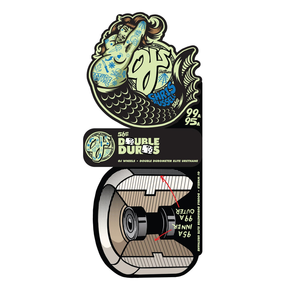 56mm- 99a/95a Chris Russell Sexy Mermaid | Double Duro | OJ