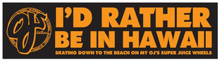 Hawaiian Juice 9in OJ Wheels Bumper Sticker Black/Orange